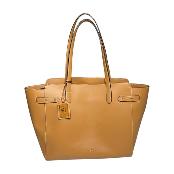 Lauren Ralph Lauren Handbags - Brown Tan Harper Parker Leather Tote
